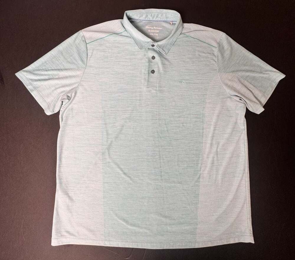 Tommy Bahama IslandZone Emulsion Stripe Polo Shirt Light Blue XXL